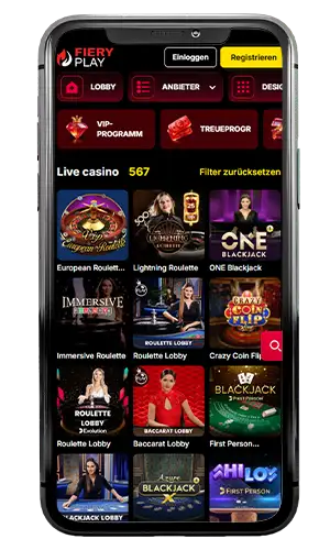 Fieryplay Casino Live-Bereich Screenshot 1