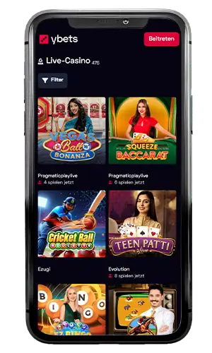 Ybets Casino Live-Bereich Screenshot 1